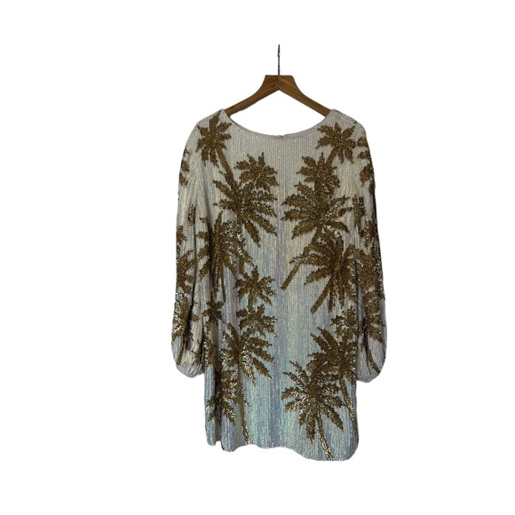NWOT Retrofête Grace Dress White With Gold Palm Sequin Size XS - Picture 6 of 13